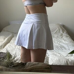 White tennis skirt with built-in shorts